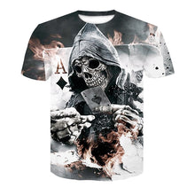 Load image into Gallery viewer, Skull Poker Print Men T-shirt 3D