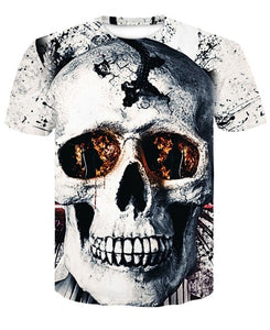Skull Poker Print Men T-shirt 3D