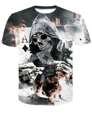 Load image into Gallery viewer, Skull Poker Print Men T-shirt 3D