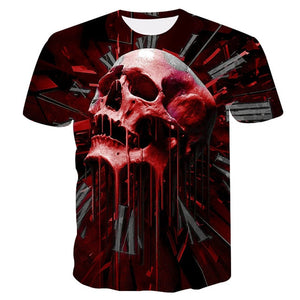 Skull Poker Print Men T-shirt 3D