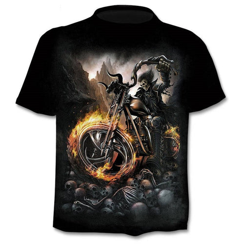New Motorcycle Skull 3d T-Shirt Men