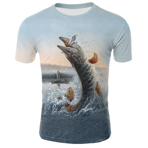 funny fish pattern printed t-shirt