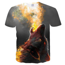 Load image into Gallery viewer, Flame Wolf Print 3D Series T-Shirt Men&#39;s