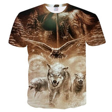 Load image into Gallery viewer, Flame Wolf Print 3D Series T-Shirt Men's