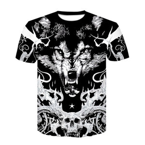 Wolf 3D Print Cool T-shirt Men